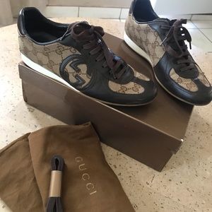 Women’s Gucci Brown Leather Monogram Sneaker